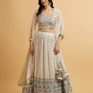 Ivory Bloom Floral Lehenga Choli Set