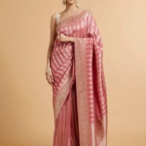 Rose Blush Banarasi Silk Saree