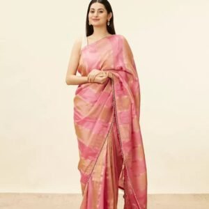 Gulab Pink Zari Silk Saree with Blouse
