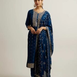 Royal Blue Gold Embroidered Salwar Kameez Set