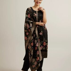 Black Blossom Printed Salwar Kameez Set
