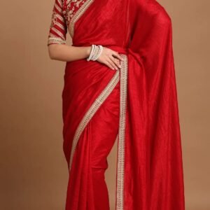 Ruby Flame Zari Silk Saree