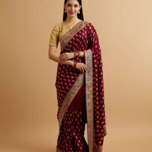 Velvet Crimson Zari Silk Saree