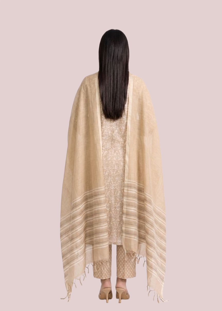 Beige Lightweight Cotton Suit Set - Image 2