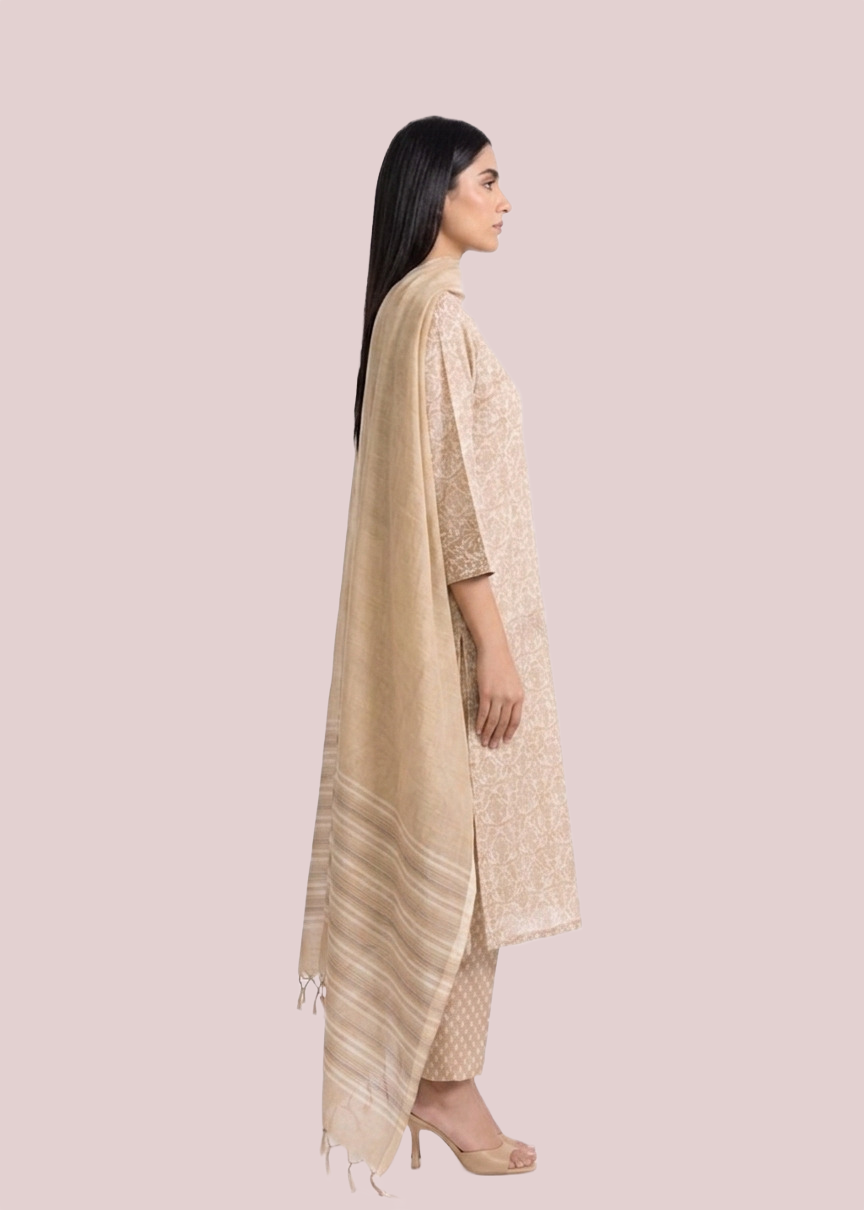 Beige Lightweight Cotton Suit Set - Image 3
